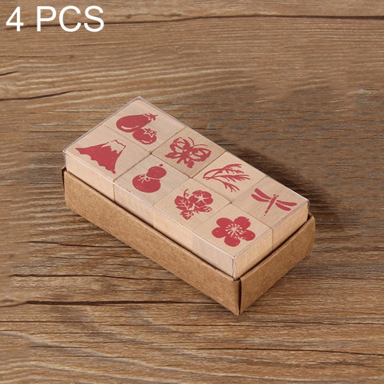 4 Sets 121 Cartoon Handbook Decoration Wooden Seals Diary Decoration Stamps