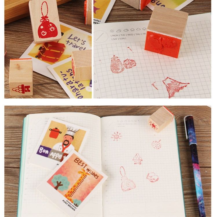 4 Sets 121 Cartoon Handbook Decoration Wooden Seals Diary Decoration Stamps