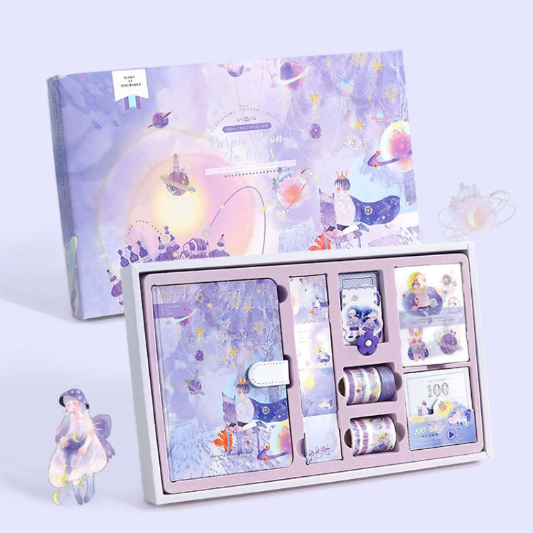 147 PCS/Set Cartoon Sticker Tape Handbook Cute Stationery Set, Spec: Purple Moon
