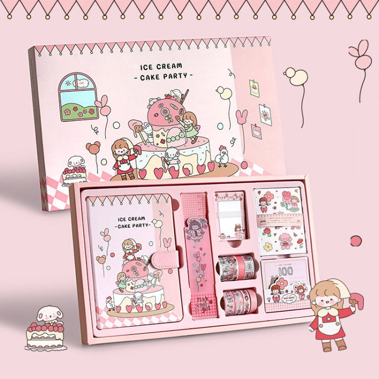 147 PCS/Set Cartoon Sticker Tape Handbook Cute Stationery Set, Spec: Cream Party