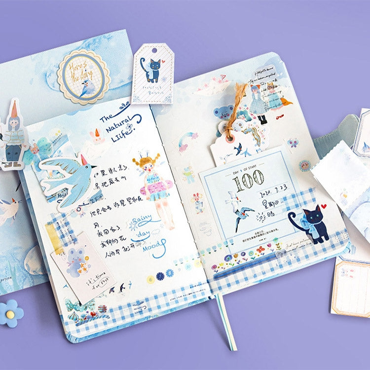 147 PCS/Set Cartoon Sticker Tape Handbook Cute Stationery Set, Spec: Cream Party