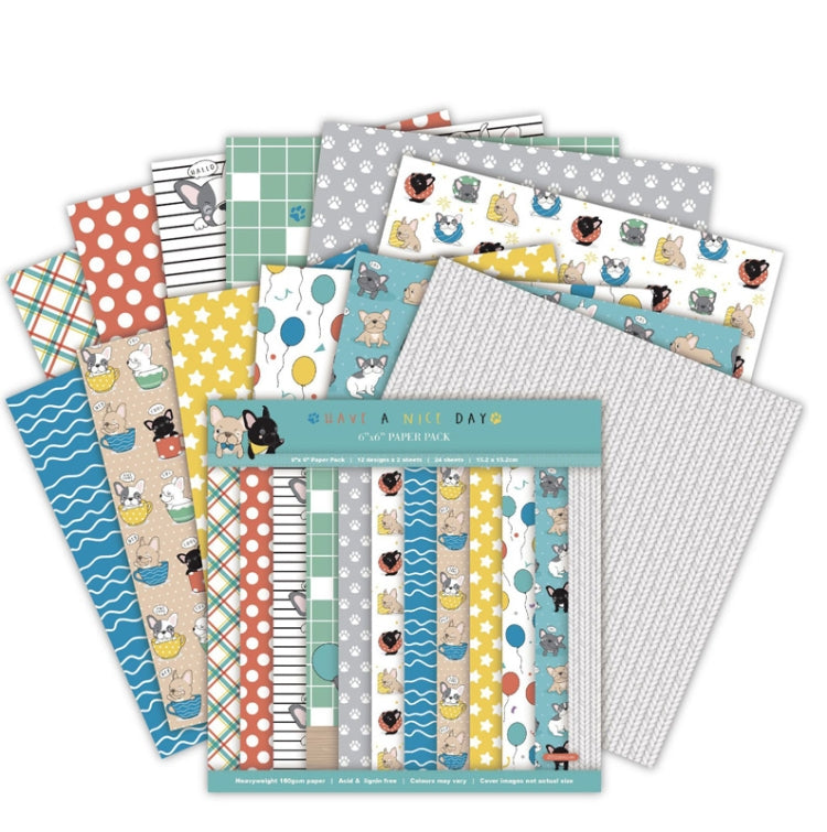 2 Sets 6 Inch 24 Sheets  Scrapbooking Background Paper Art Handmade Crafts(Have a Nice Day)