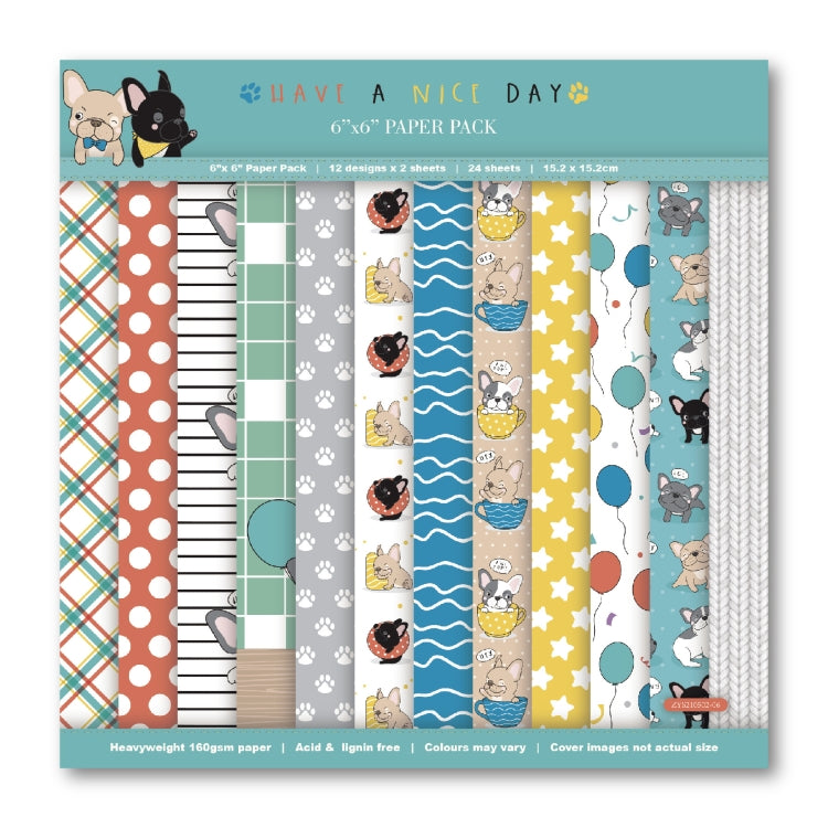 2 Sets 6 Inch 24 Sheets  Scrapbooking Background Paper Art Handmade Crafts(Have a Nice Day)