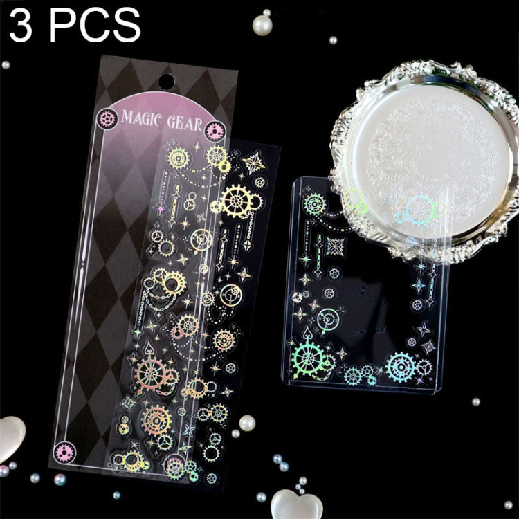 3 PCS Laser Stereo DIY Stickers Set Handbook Decorative Material Stickers