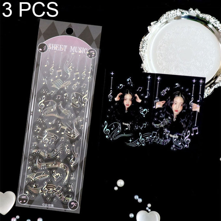 3 PCS Laser Stereo DIY Stickers Set Handbook Decorative Material Stickers