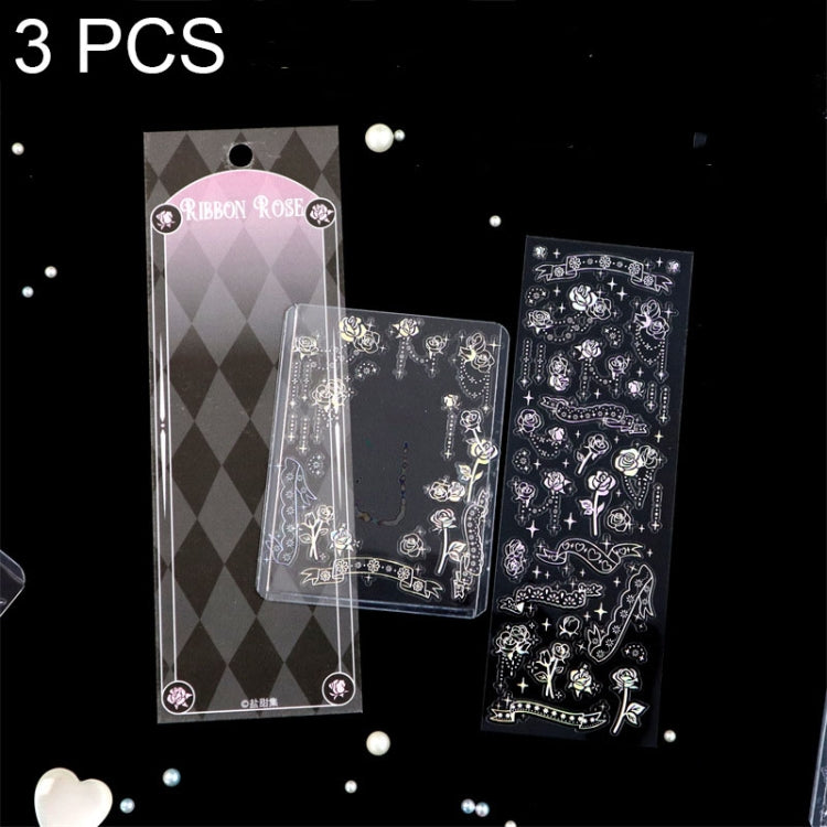 3 PCS Laser Stereo DIY Stickers Set Handbook Decorative Material Stickers