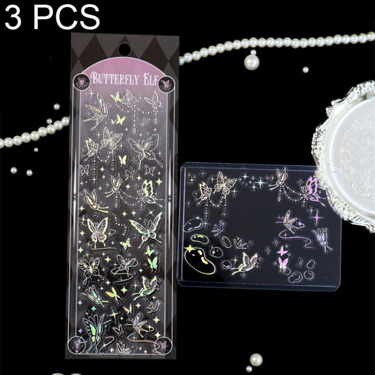 3 PCS Laser Stereo DIY Stickers Set Handbook Decorative Material Stickers