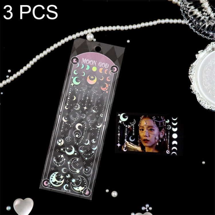 3 PCS Laser Stereo DIY Stickers Set Handbook Decorative Material Stickers