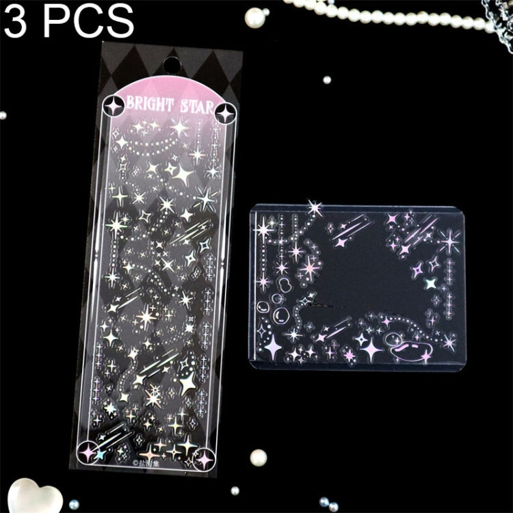 3 PCS Laser Stereo DIY Stickers Set Handbook Decorative Material Stickers