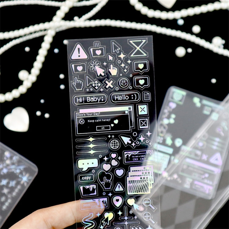 3 PCS Laser Stereo DIY Stickers Set Handbook Decorative Material Stickers