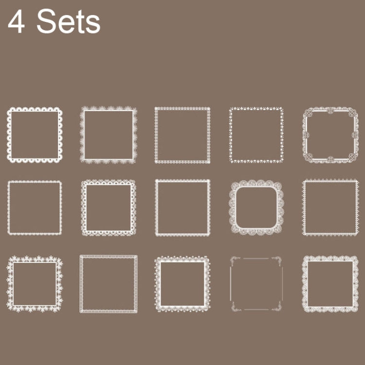 4 Sets Lace Trim Geometric Shapes Retro Handbook Decorative Stickers Set