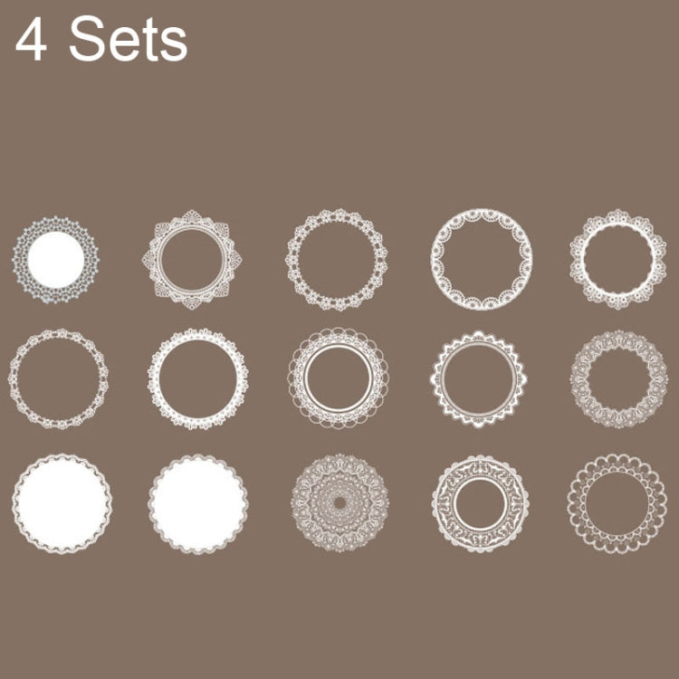 4 Sets Lace Trim Geometric Shapes Retro Handbook Decorative Stickers Set