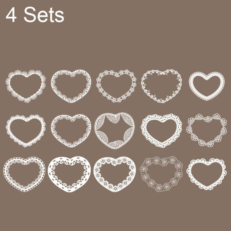 4 Sets Lace Trim Geometric Shapes Retro Handbook Decorative Stickers Set