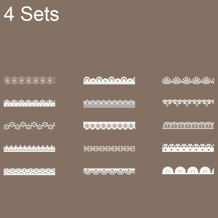 4 Sets Lace Trim Geometric Shapes Retro Handbook Decorative Stickers Set