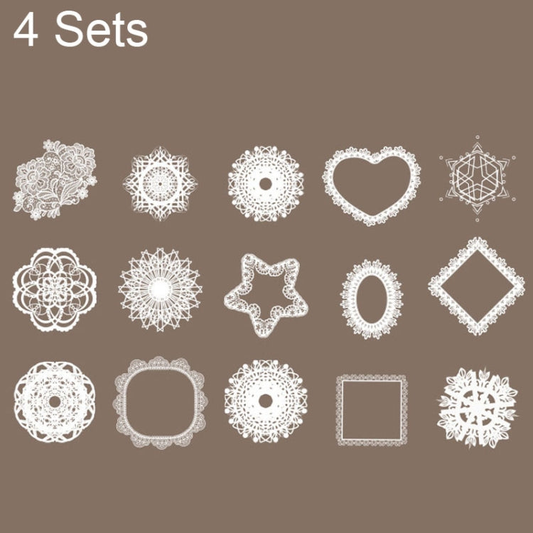 4 Sets Lace Trim Geometric Shapes Retro Handbook Decorative Stickers Set