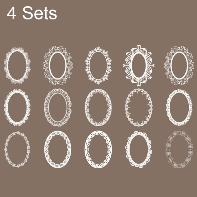 4 Sets Lace Trim Geometric Shapes Retro Handbook Decorative Stickers Set