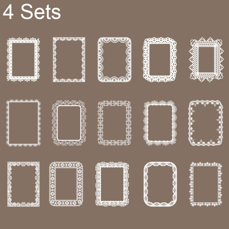 4 Sets Lace Trim Geometric Shapes Retro Handbook Decorative Stickers Set
