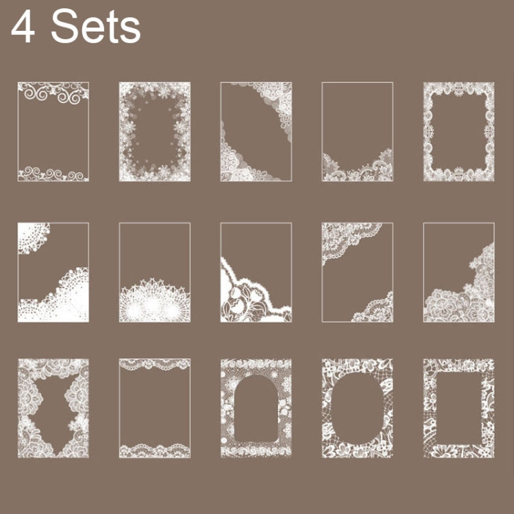 4 Sets Lace Trim Geometric Shapes Retro Handbook Decorative Stickers Set