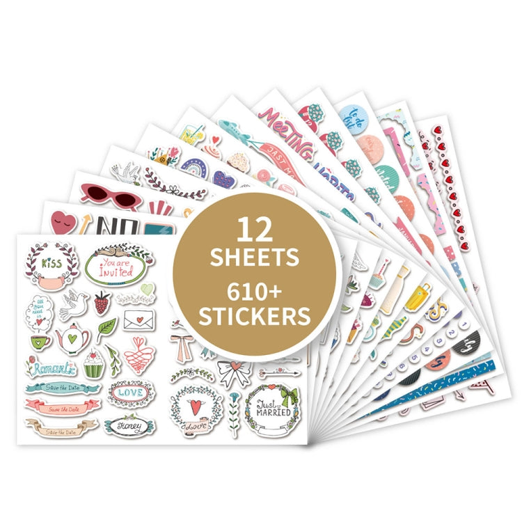 610PCS/Set  Love Wedding Scrapbook Stickers Wedding Planner Decorative Strickers
