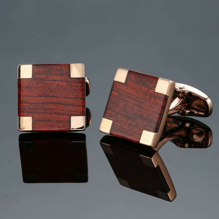 2 Pairs Shirt Vintage Floral Plated Brass Cufflinks, Color: Rose Gold Mahogany