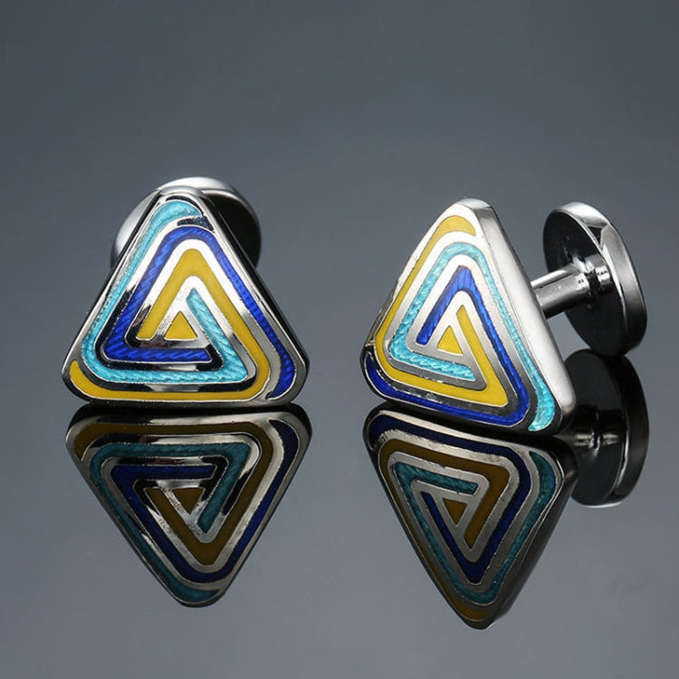 2 Pairs Shirt Vintage Floral Plated Brass Cufflinks, Color: Triangular Color Enamel