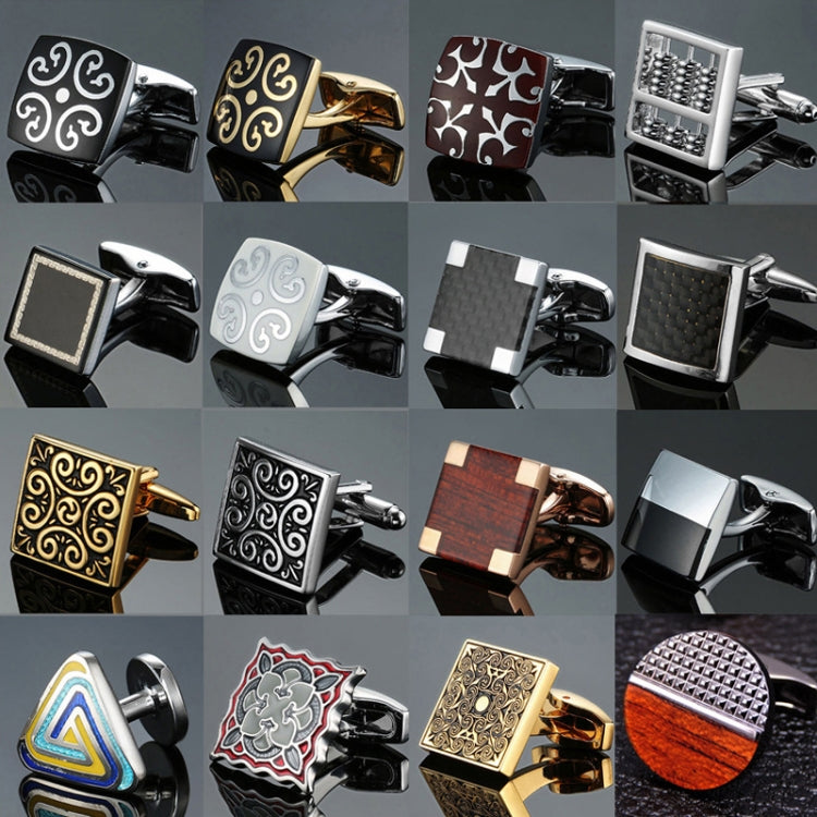 2 Pairs Shirt Vintage Floral Plated Brass Cufflinks, Color: Square Black White