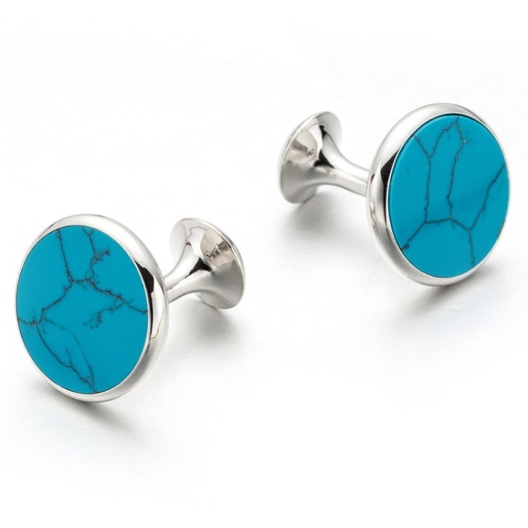 2 Pairs Crystal Zirconia Vintage Floral Shirt Cufflinks, Color: Silver Round Blue Crystal