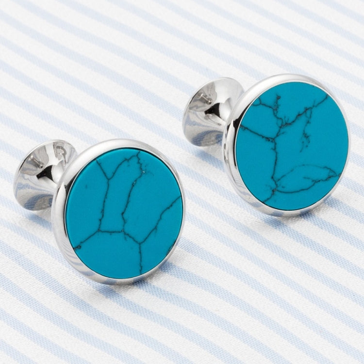 2 Pairs Crystal Zirconia Vintage Floral Shirt Cufflinks, Color: Silver Blue Flower