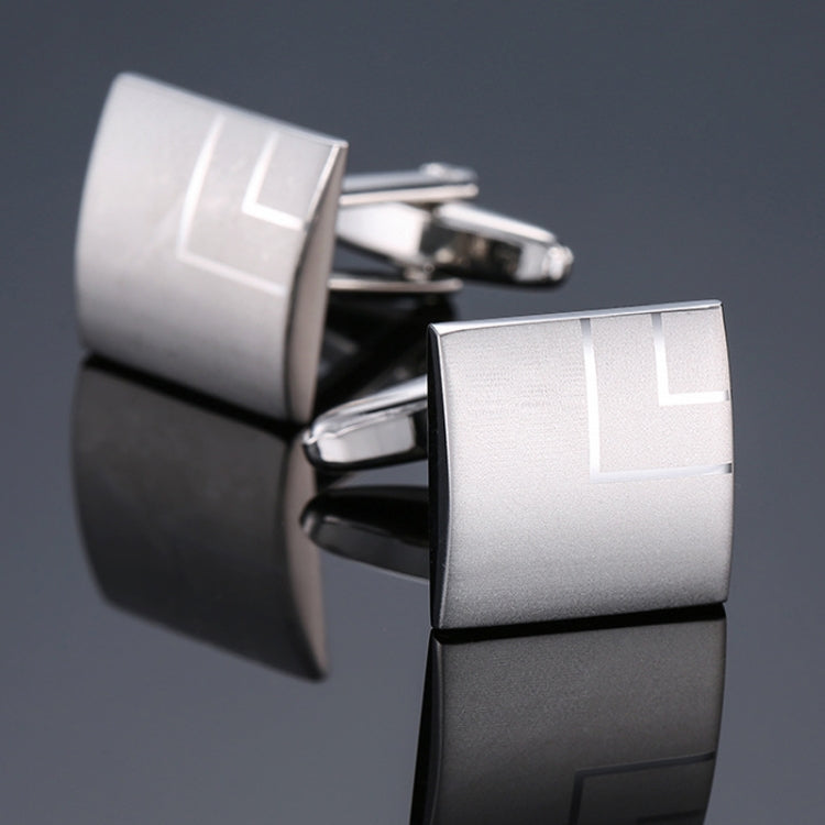 Laser Metal Brass Men Shirt Cufflinks, Color: Silver laser