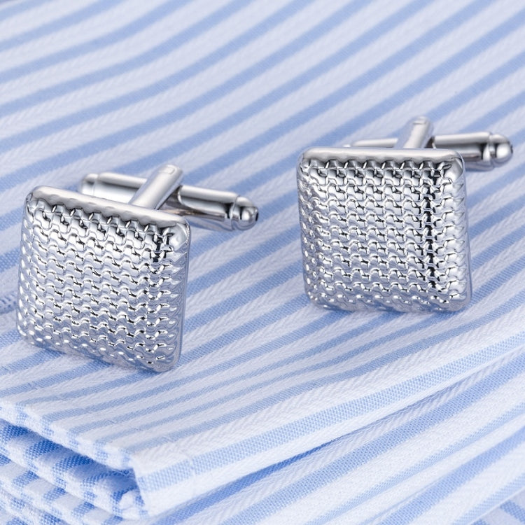 Laser Metal Brass Men Shirt Cufflinks, Color: Silver wave