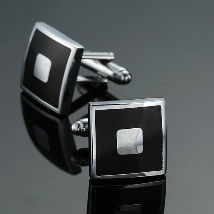 Laser Metal Brass Men Shirt Cufflinks, Color: Black back