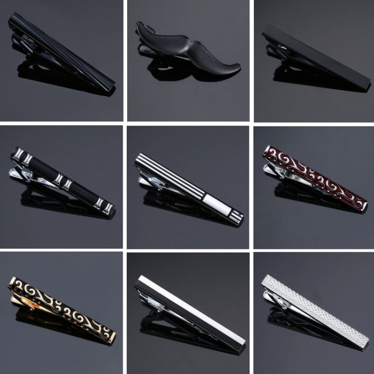 2 PCS Brass Polished Gum Pattern Business Men Tie Clip, Color: Black Strips