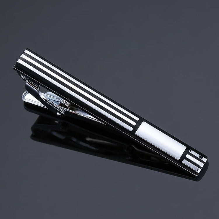 2 PCS Brass Polished Gum Pattern Business Men Tie Clip, Color: Silver Stripe