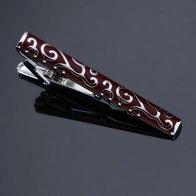 2 PCS Brass Polished Gum Pattern Business Men Tie Clip, Color: Red Pattern