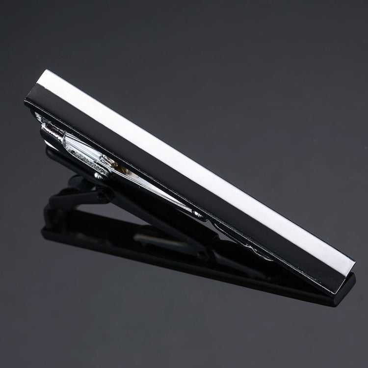 2 PCS Brass Polished Gum Pattern Business Men Tie Clip, Color: Silver Black