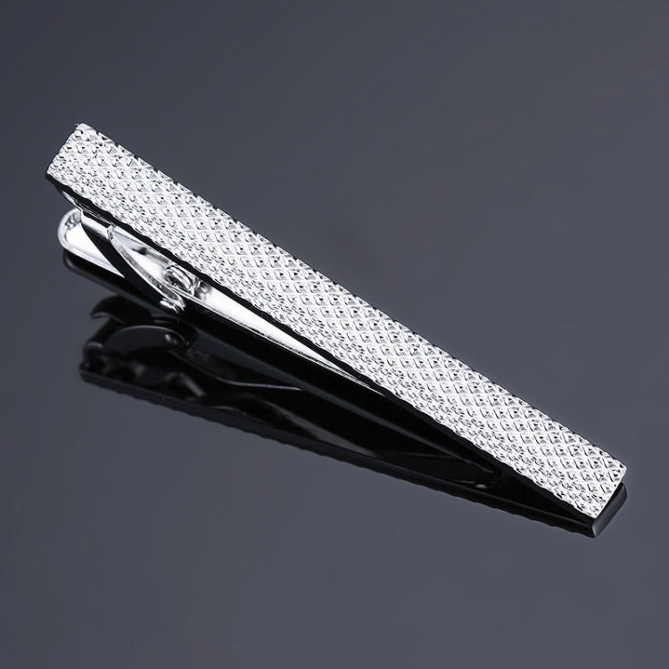 2 PCS Brass Polished Gum Pattern Business Men Tie Clip, Color: Silver Batch Flower