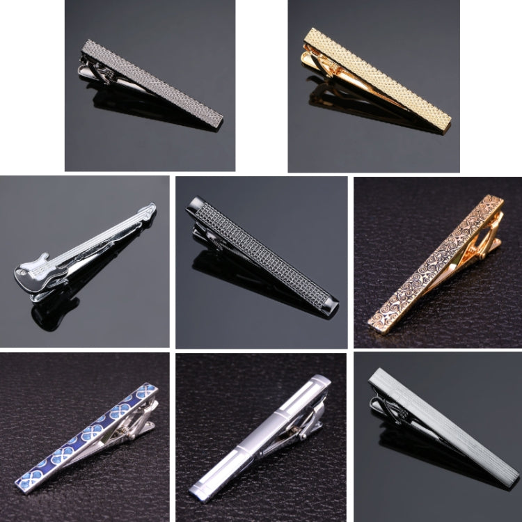 2 PCS Brass Polished Gum Pattern Business Men Tie Clip, Color: Golden Batch Flower
