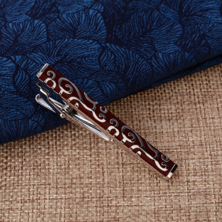 2 PCS Brass Polished Gum Pattern Business Men Tie Clip, Color: Golden Batch Flower