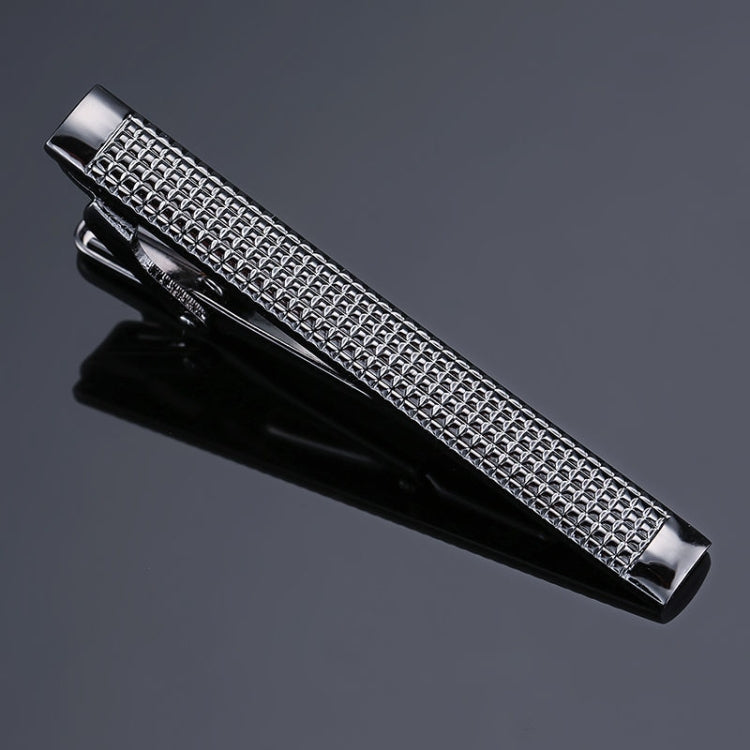 2 PCS Brass Polished Gum Pattern Business Men Tie Clip, Color: Black Pattern