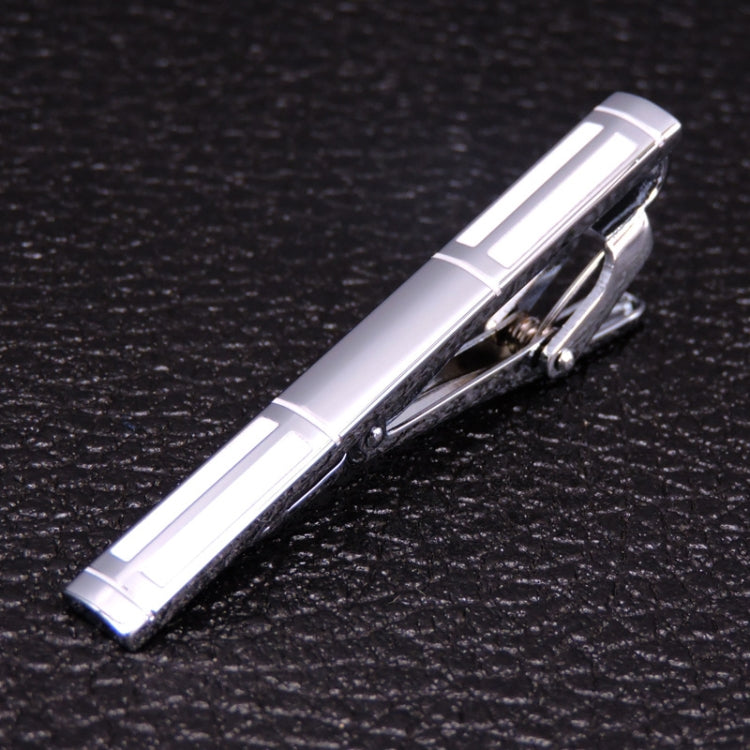 2 PCS Brass Polished Gum Pattern Business Men Tie Clip, Color: Silver White