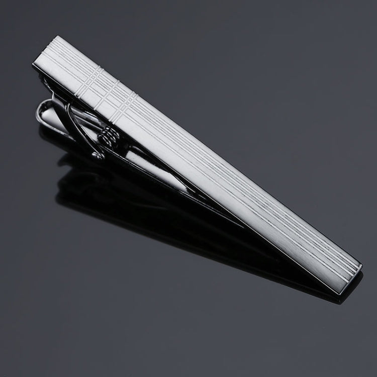 2 PCS Brass Polished Gum Pattern Business Men Tie Clip, Color: Black Laser Line
