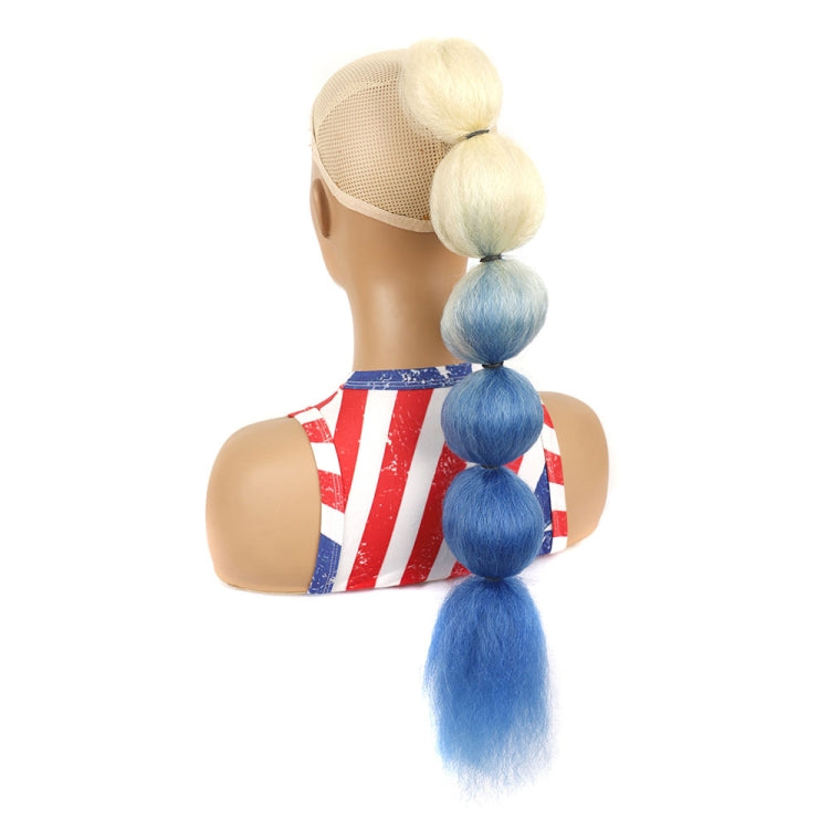 DLMW01 Bubble Shape Shaggy Wig Ponytail Drawstring Long Ponytail Wigs, Spec: TBLUE2