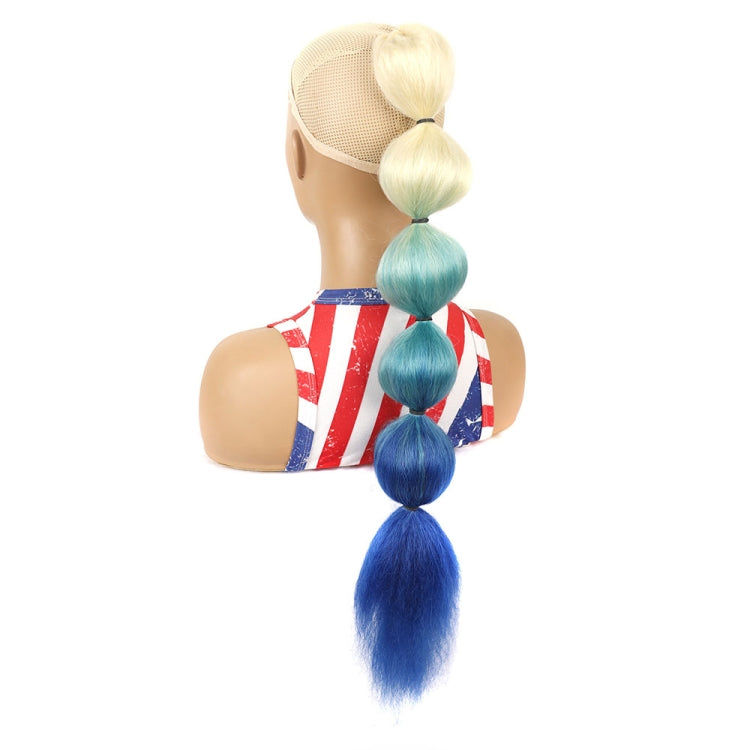 DLMW01 Bubble Shape Shaggy Wig Ponytail Drawstring Long Ponytail Wigs, Spec: TBLUE3