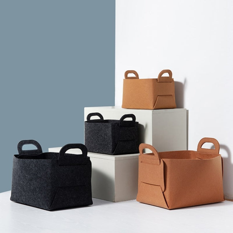2 PCS Home Clutter Felt Folding Storage Baskets, Size: Small