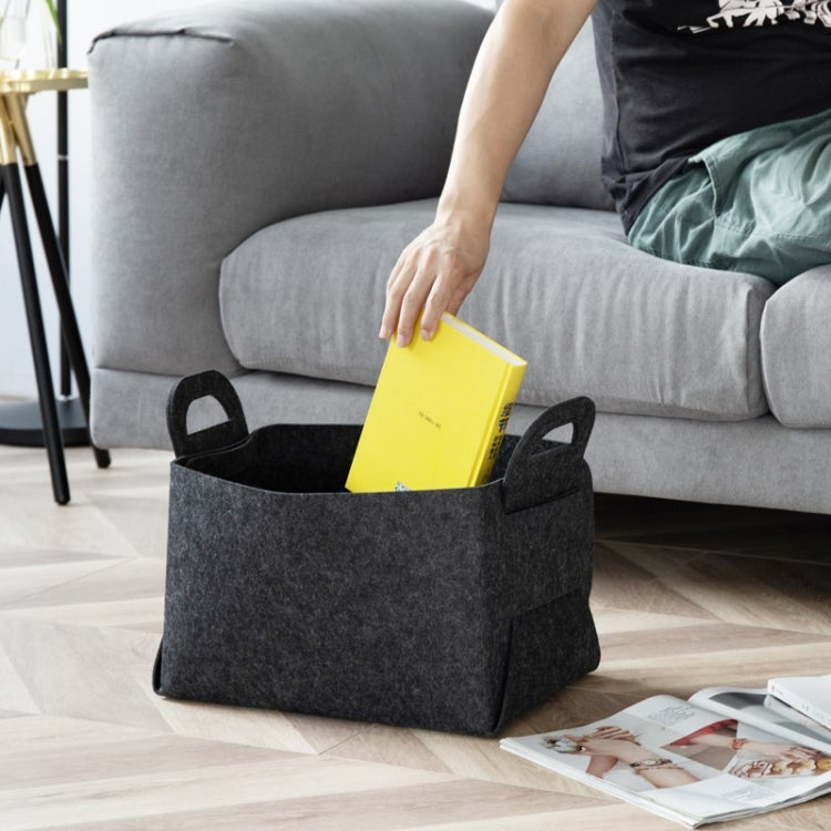 2 PCS Home Clutter Felt Folding Storage Baskets, Size: Small