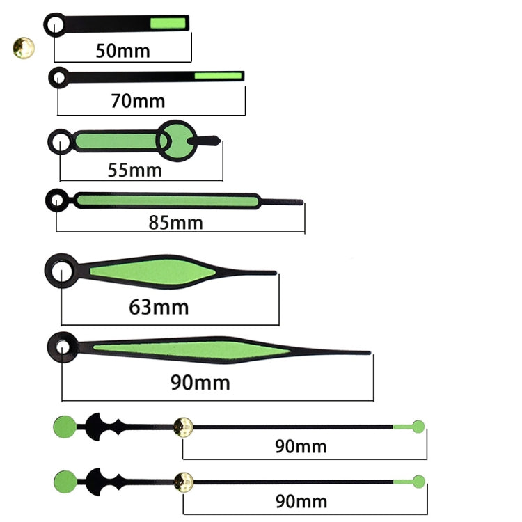 5 Sets Shaft Length 18.5mm Quartz Clock Silent Movement + Luminous Hands DIY Kit,Spec: Movement +817