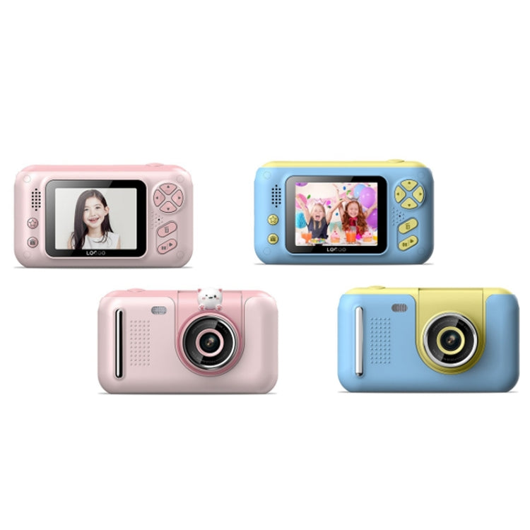 2.4 Inch Children HD Reversible Photo SLR Camera, Color: Yellow Blue + 32G Memory Card + Card Reader