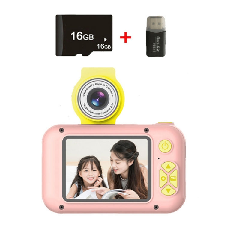 X101 Mini HD Lens Reversible Child Camera, Color: Pink+16G+Card Reader