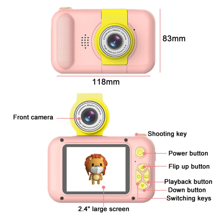 X101 Mini HD Lens Reversible Child Camera, Color: Pink+16G+Card Reader