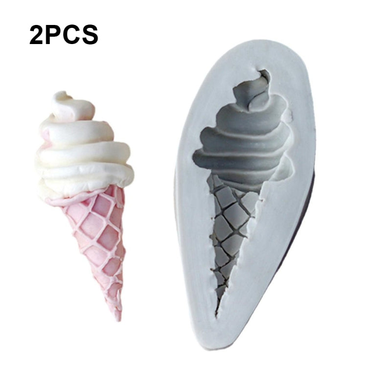 2 PCS Ice Cream Shape Cake Decoration Chocolate Fondant Silicone Mold, Style: 3 Layer Ice Cream